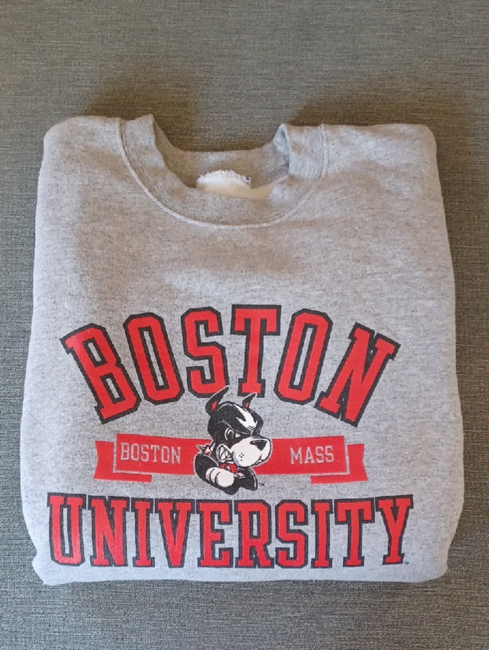 90s Boston University Crewneck Sweatshirt. Womans Med? Gray.